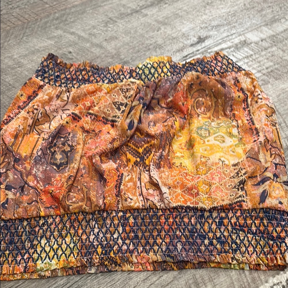 Jane and Delancey Orange Brown Smocked Bubble Top - Picture 5 of 5